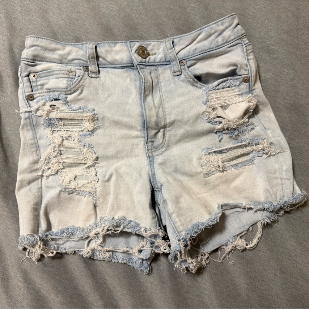 American Eagle Outfitters Light Blue Ripped Jean Shorts